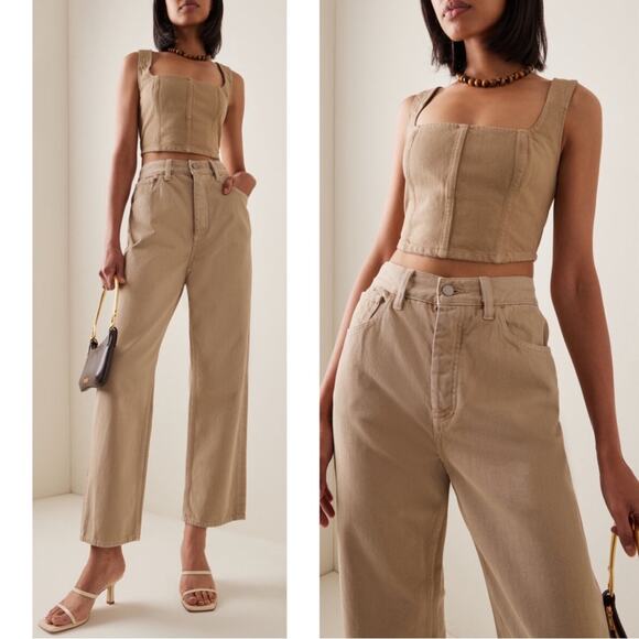 Mara Hoffman Amal Cropped Denim Brown Bustier Top Size 0 - Picture 1 of 7